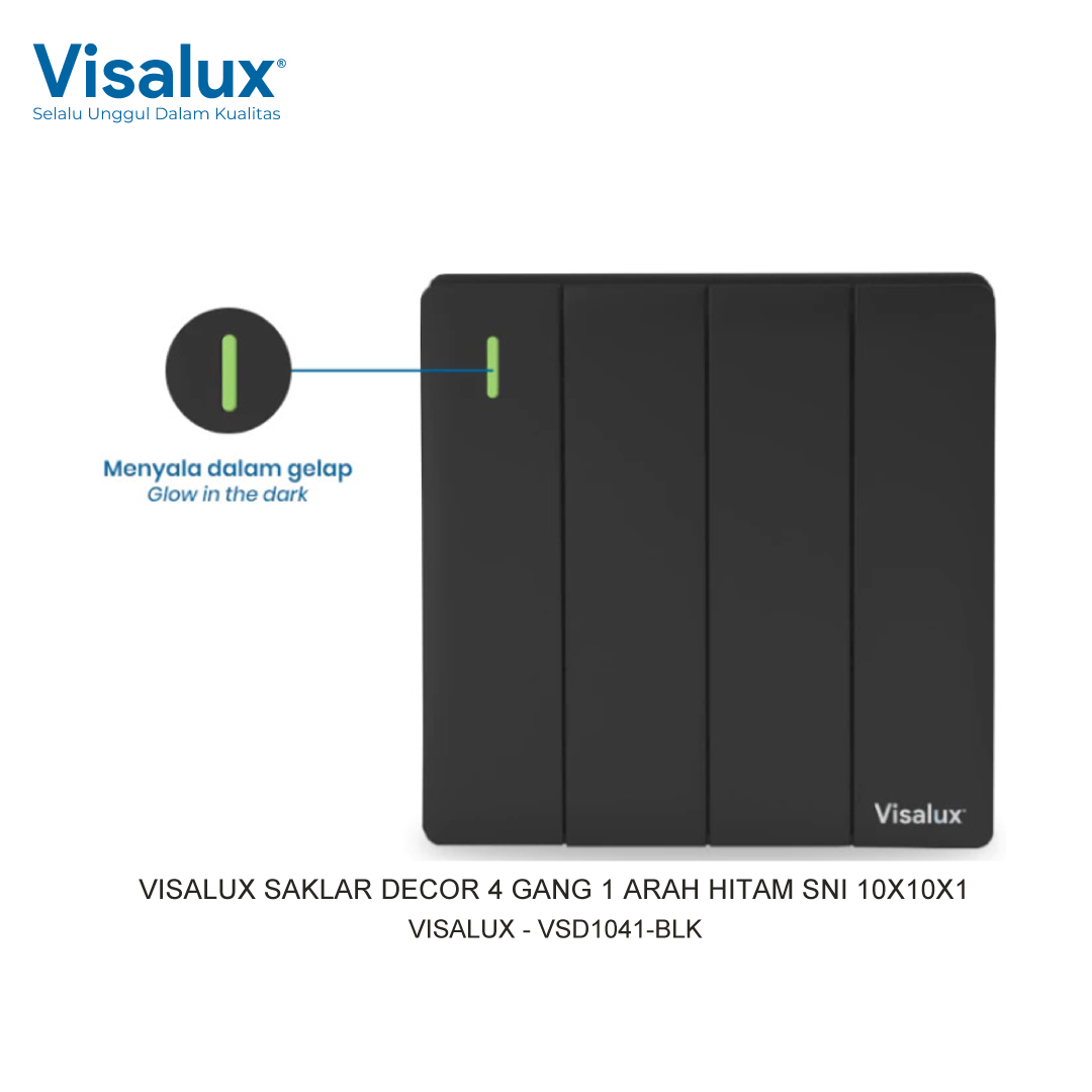 VISALUX SWITCH DECOR 4 GANG 1 ARAH BLACK SNI 10X10X1