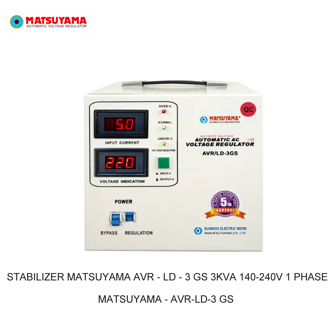 STABILIZER MATSUYAMA AVR - LD - 3 GS 3KVA 140-240V 1 PHASE