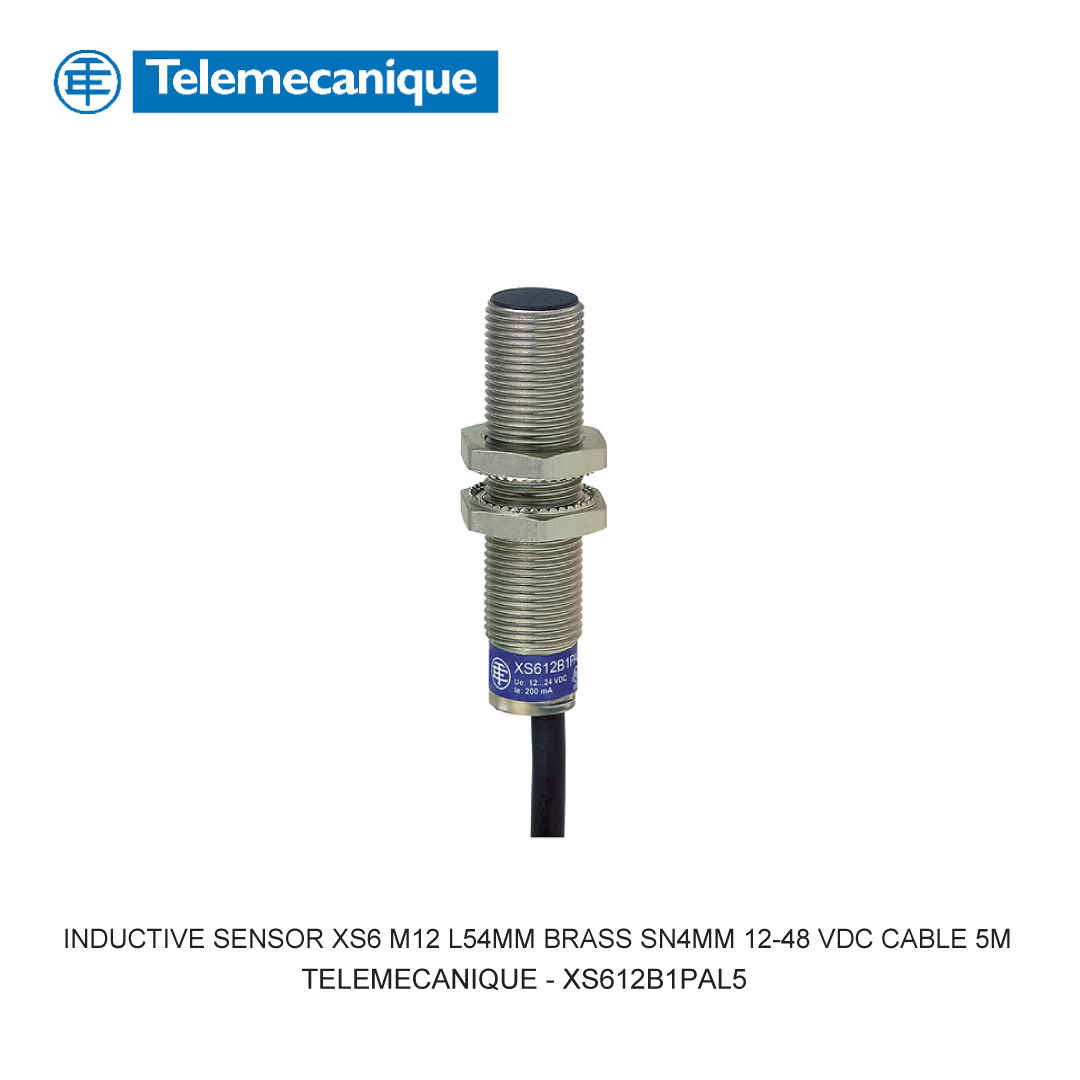 INDUCTIVE SENSOR XS6 M12 L54MM BRASS SN4MM 12-48 VDC CABLE 5M