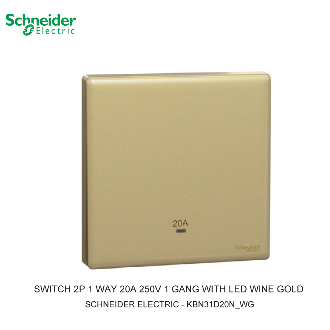 SWITCH 2P 1 WAY 20A 250V 1 GANG WITH LED WINE GOLD VIVACE E