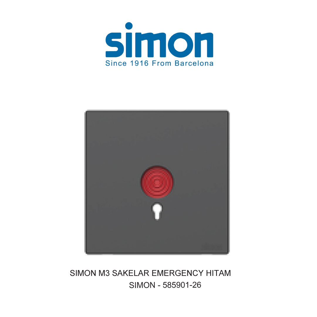 SIMON M3 SAKELAR EMERGENCY HITAM