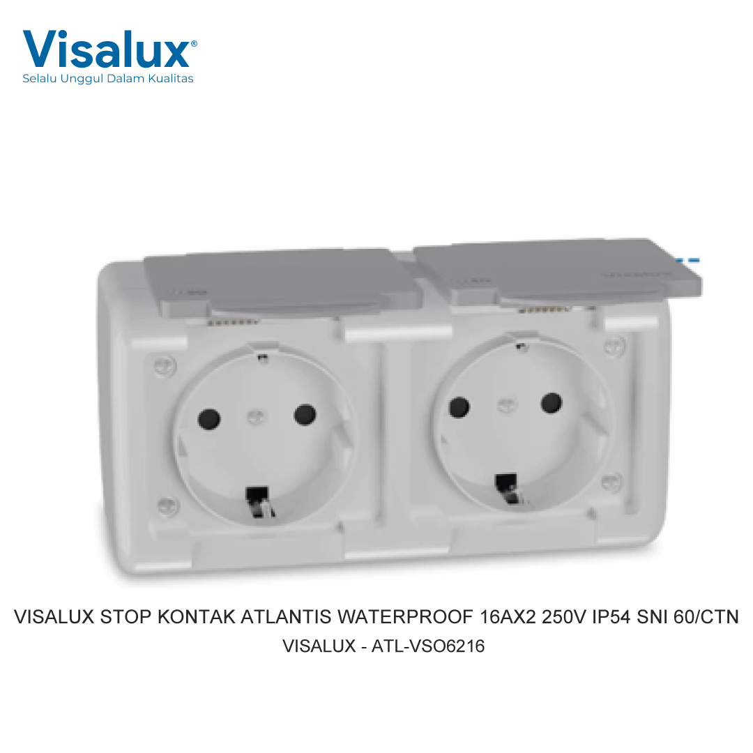 VISALUX SOCKET ATLANTIS WATERPROOF 16AX2 250V IP54 SNI 60/CTN