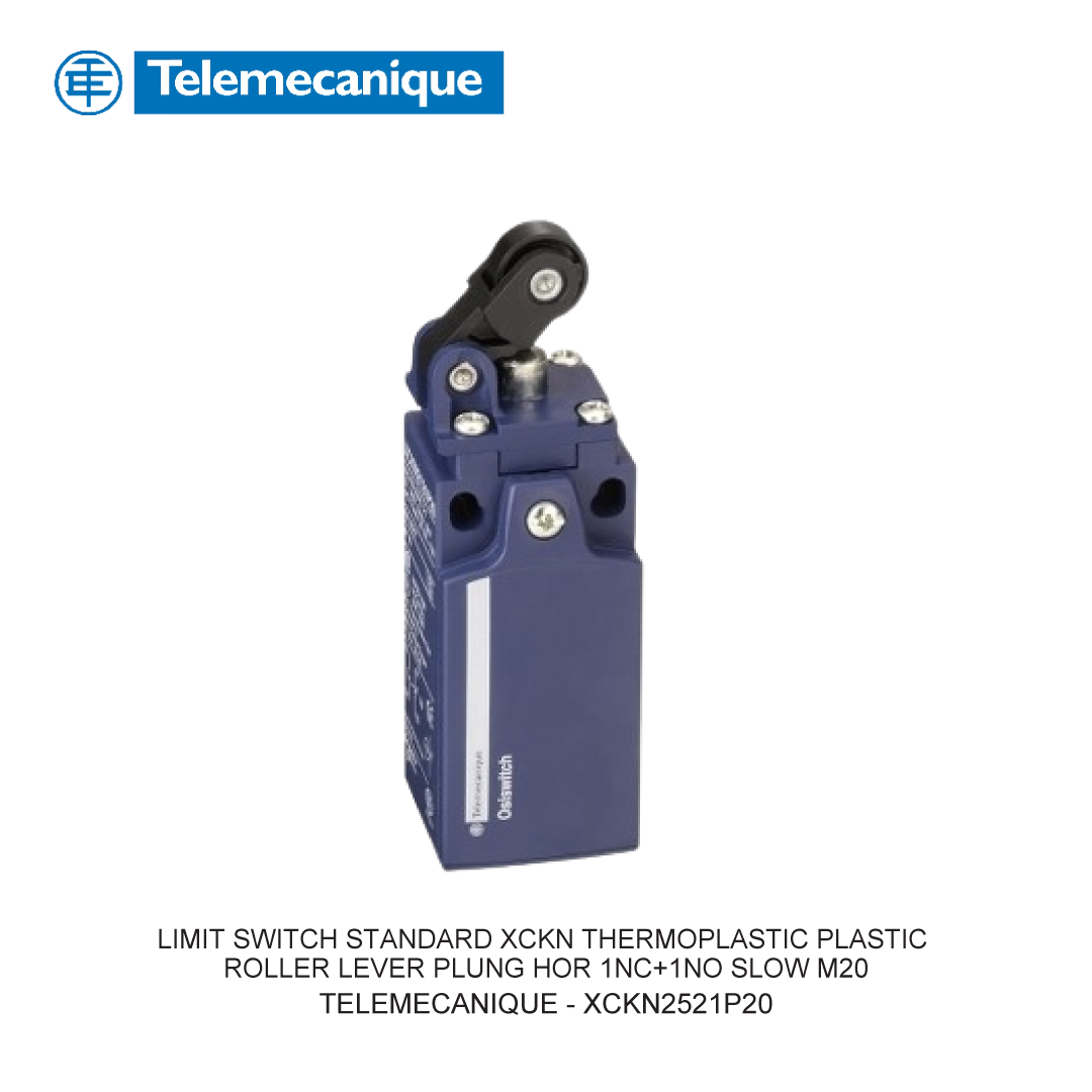LIMIT SWITCH STANDARD XCKN THERMOPLASTIC PLASTIC ROLLER LEVER PLUNG HOR 1NC+1NO SLOW M20