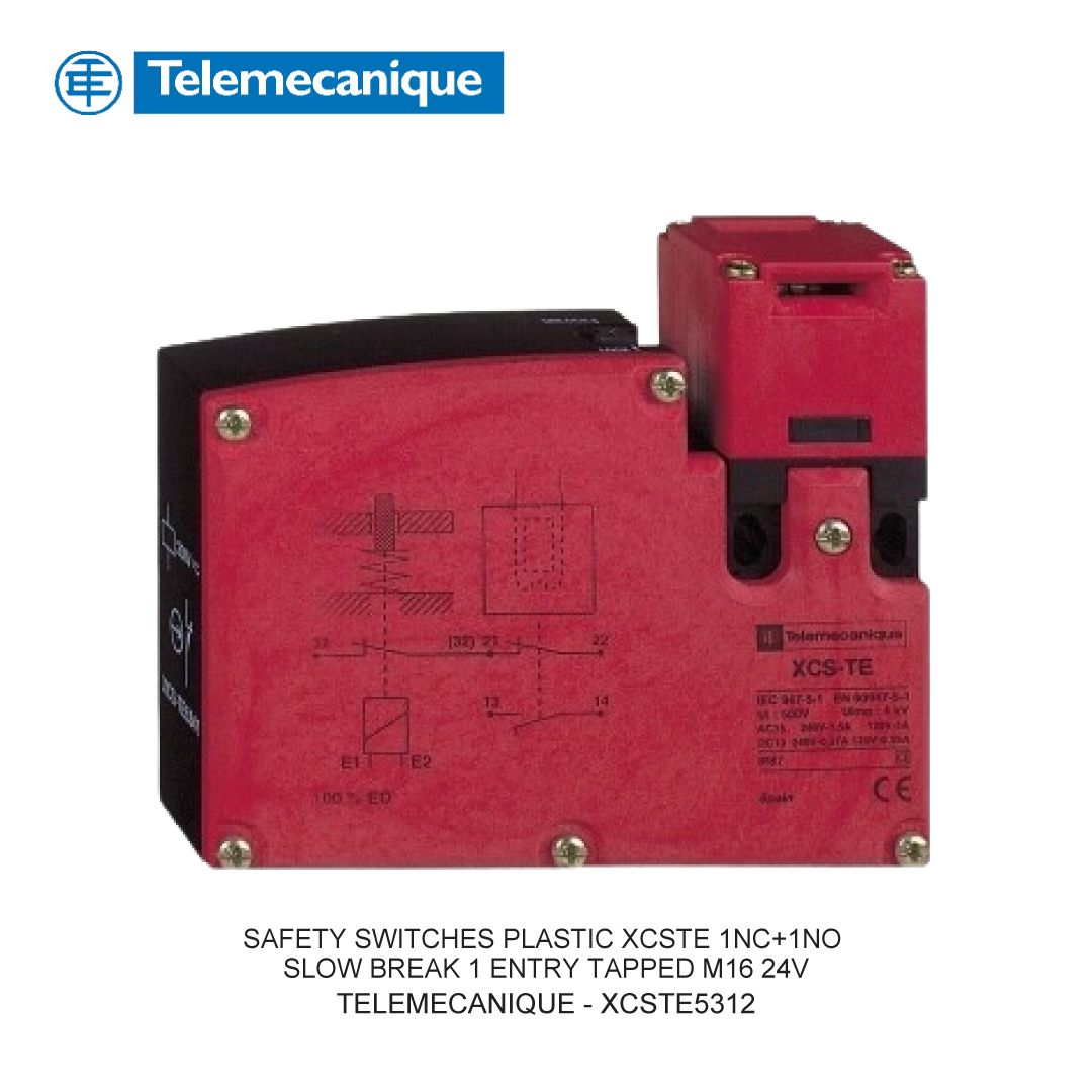 SAFETY SWITCHES PLASTIC XCSTE 1NC+1NO SLOW BREAK 1 ENTRY TAPPED M16 24V