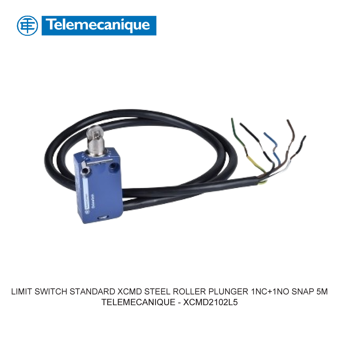 LIMIT SWITCH STANDARD XCMD STEEL ROLLER PLUNGER 1NC+1NO SNAP 5M