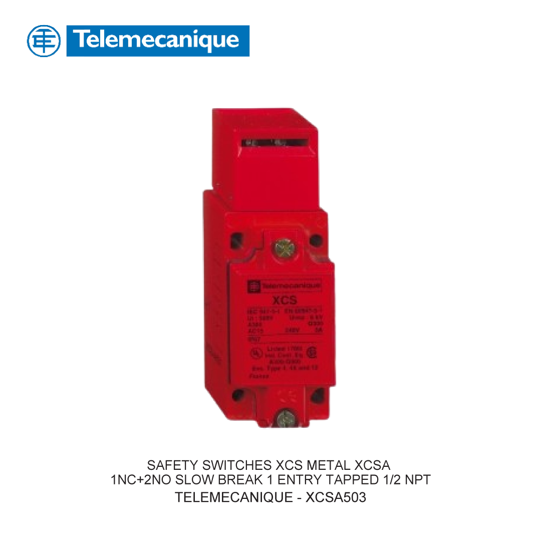 SAFETY SWITCHES XCS METAL XCSA 1NC+2NO SLOW BREAK 1 ENTRY TAPPED 1/2 NPT