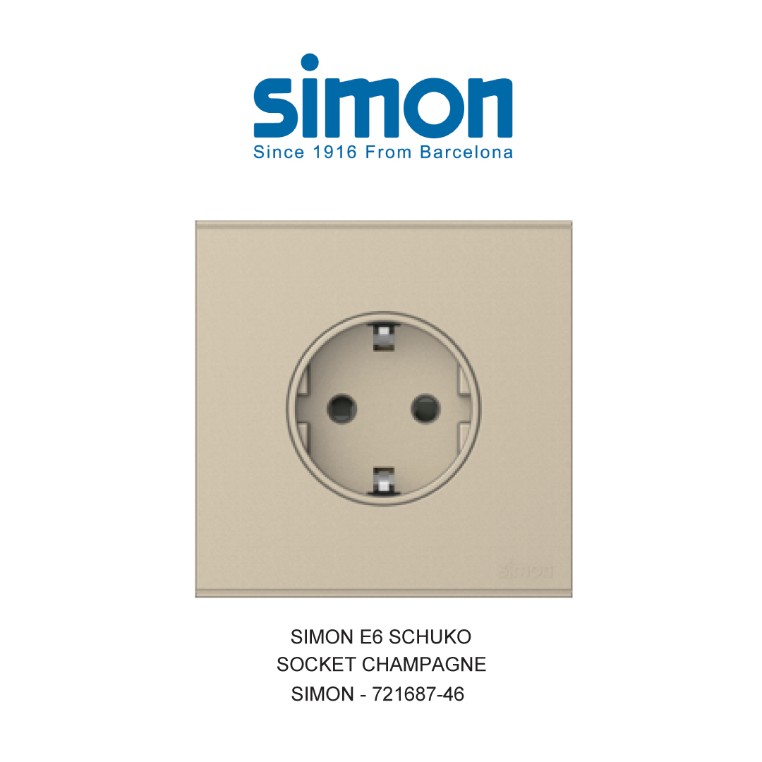 SIMON E6 STOP KONTAK SCHUKO CHAMPAGNE