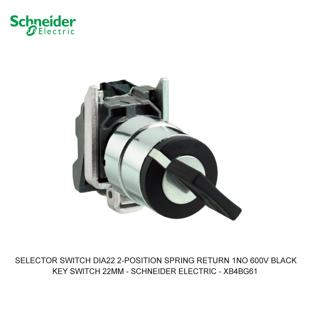 SELECTOR SWITCH DIA22 2-POSITION SPRING RETURN 1NO 600V BLACK