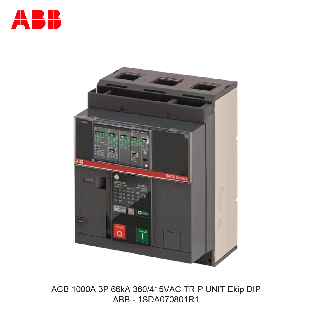 ACB 1000A 3P 66kA 380/415VAC TRIP UNIT Ekip DIP ABB