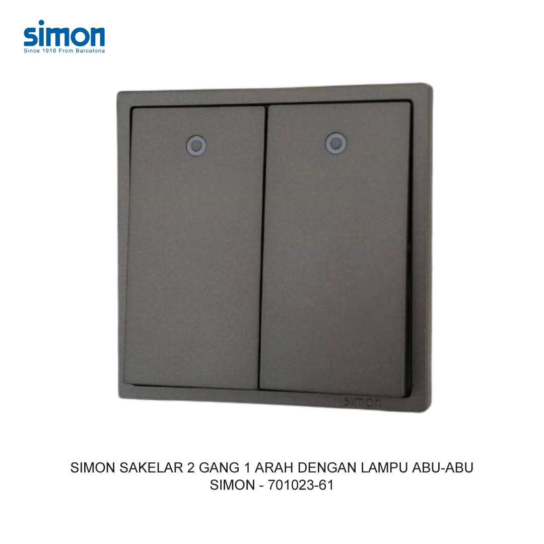 SIMON i7 SAKELAR 2 GANG 1 ARAH DENGAN LAMPU ABU-ABU