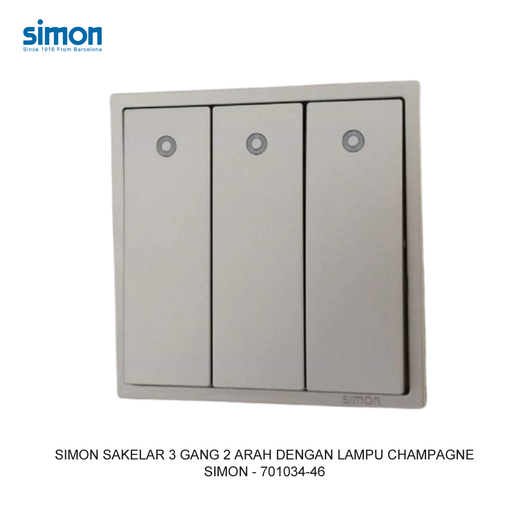 SIMON i7 3 GANG 2 WAY SWITCH MODULE WITH LED CHAMPAGNE