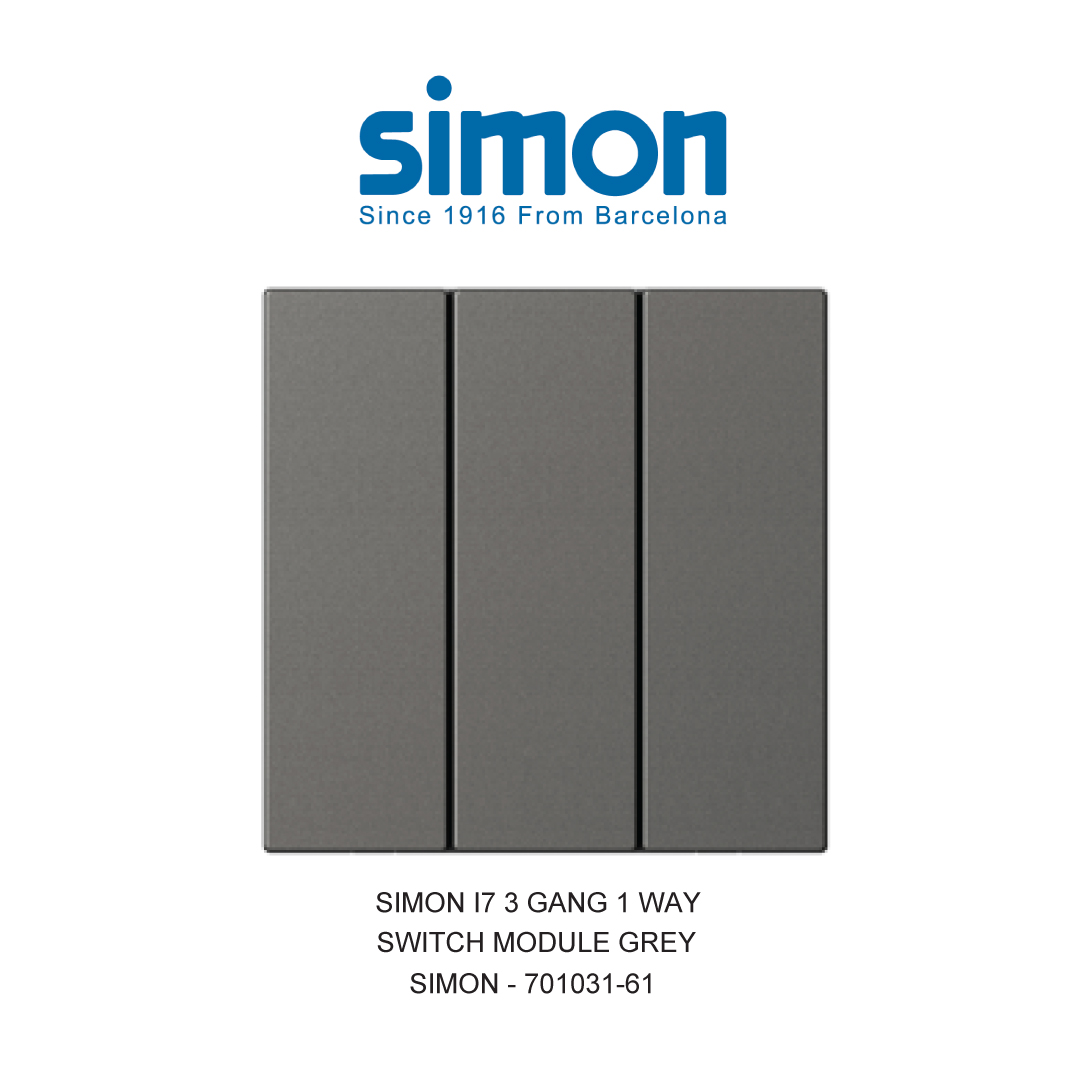 SIMON i7 3 GANG 1 WAY SWITCH MODULE GREY