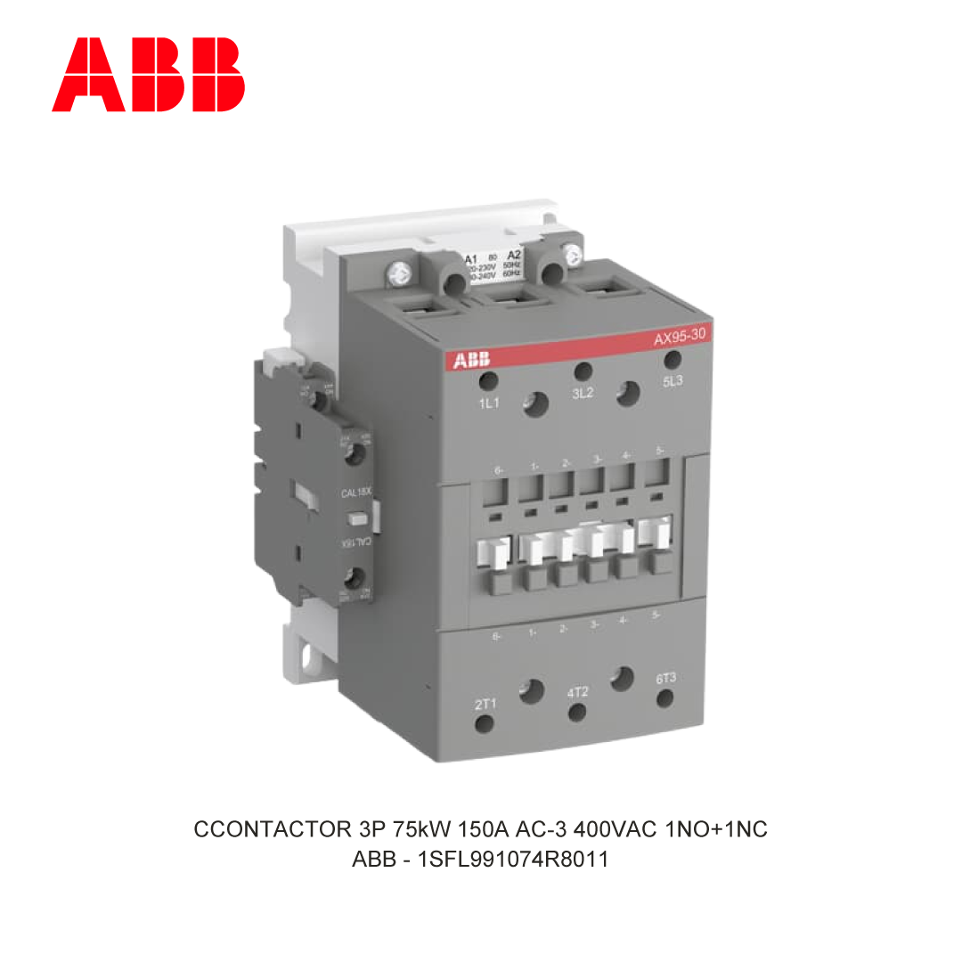 CONTACTOR 3P 75kW 150A AC-3 220-230V COIL 400VAC 1NO+1NC