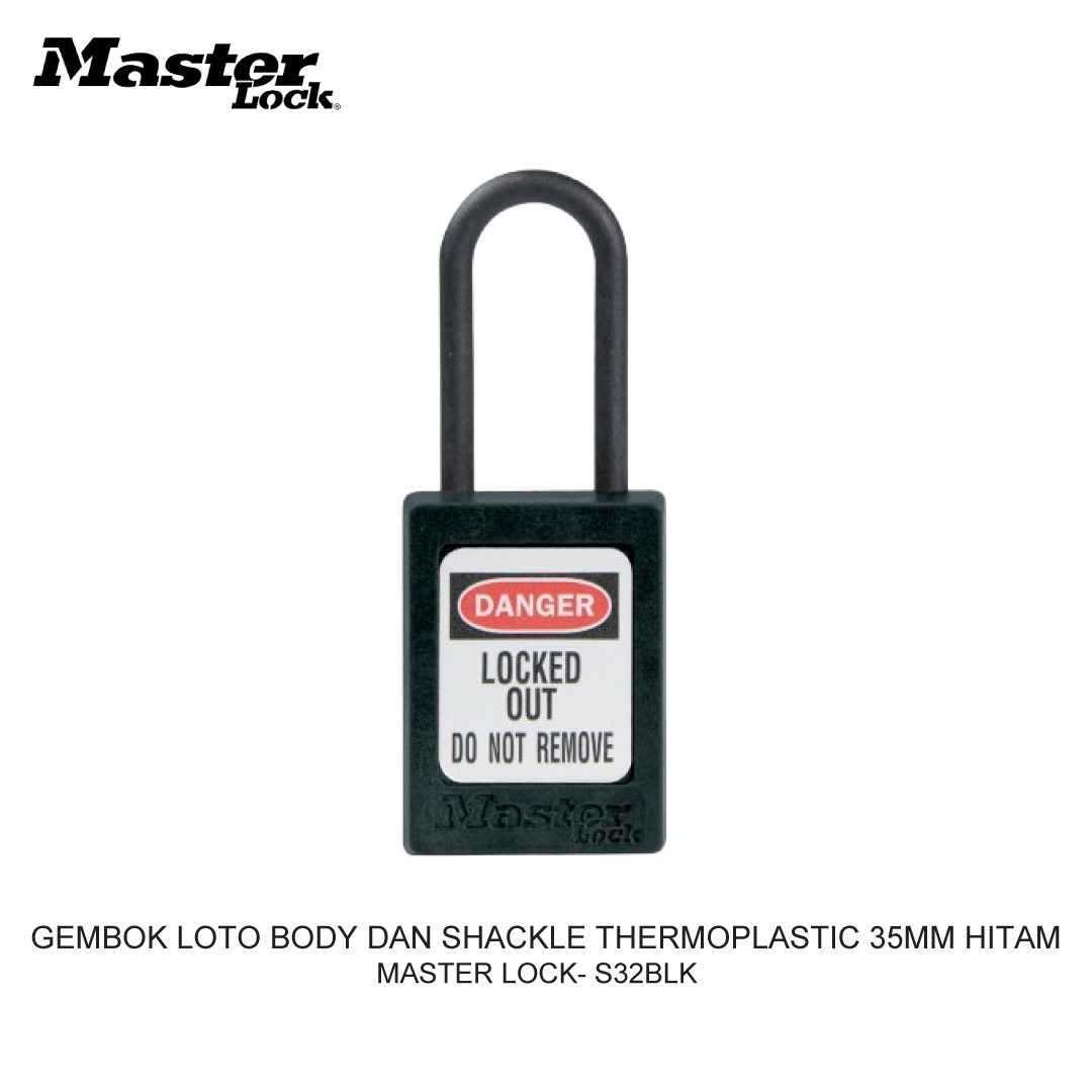 GEMBOK LOTO BODY DAN SHACKLE THERMOPLASTIC 35MM HITAM