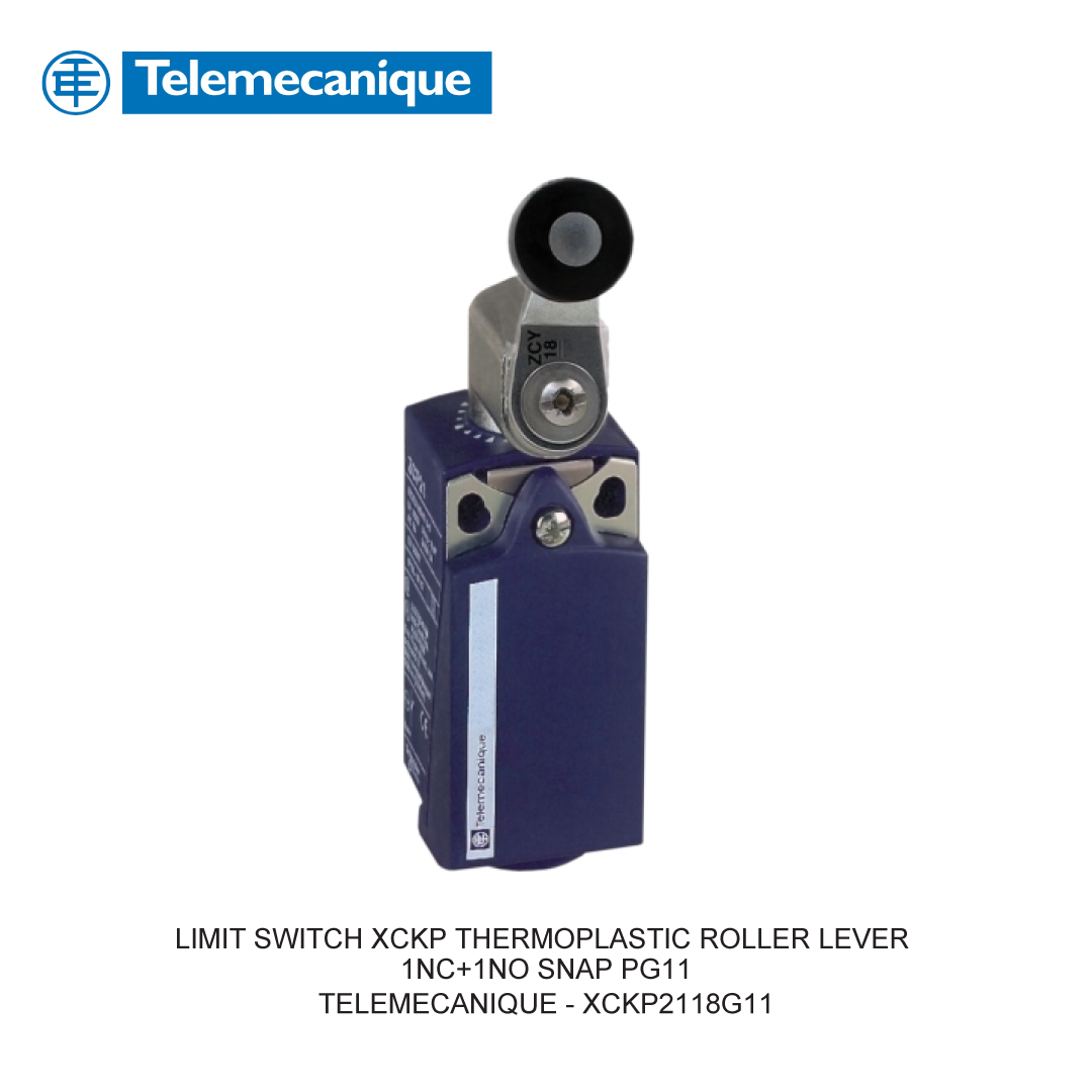 LIMIT SWITCH XCKP THERMOPLASTIC ROLLER LEVER 1NC+1NO SNAP PG11