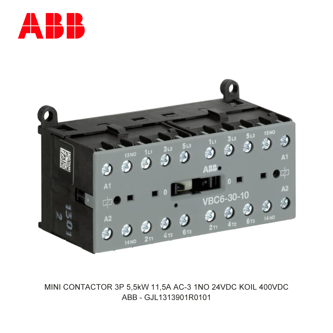 MINI CONTACTOR 3P 5,5kW 11,5A AC-3 1NO 24VDC KOIL 400VDC