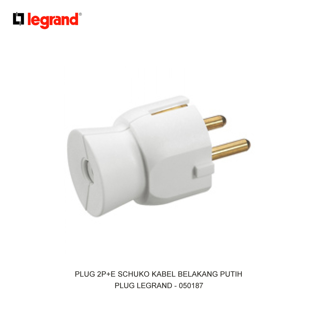 PLUG 2P+E SCHUKO STRAIGHT PUTIH