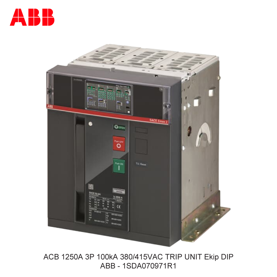 ACB 1250A 3P 100kA 380/415VAC TRIP UNIT Ekip DIP ABB