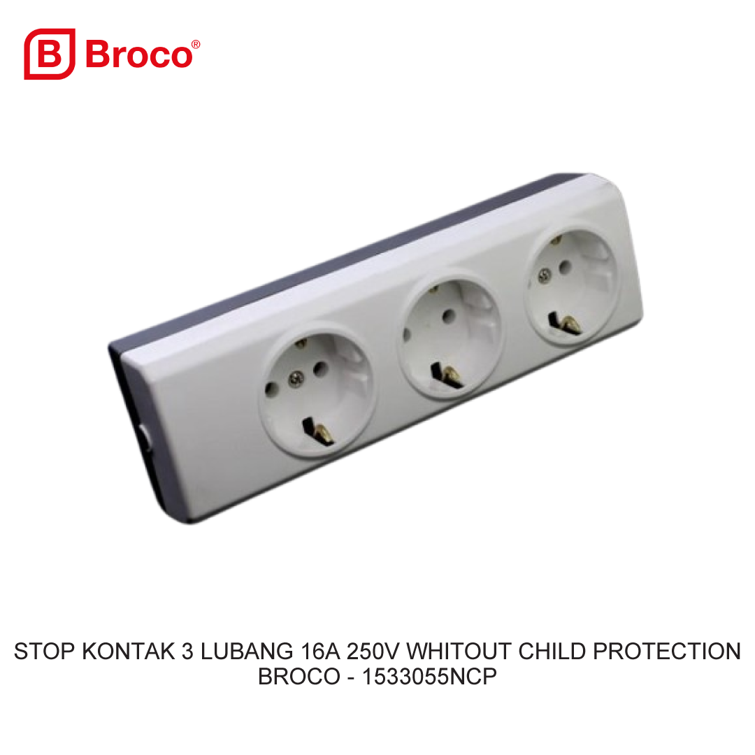 STOP KONTAK 3 LUBANG 16A 250V WITHOUT CHILD PROTECTION