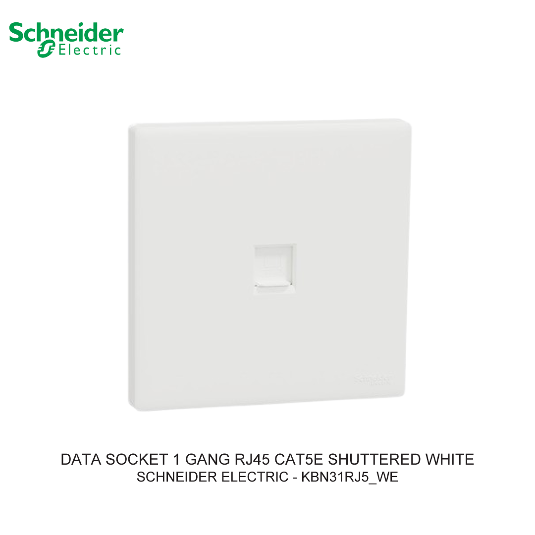 DATA SOCKET 1 GANG RJ45 CAT5E SHUTTERED WHITE