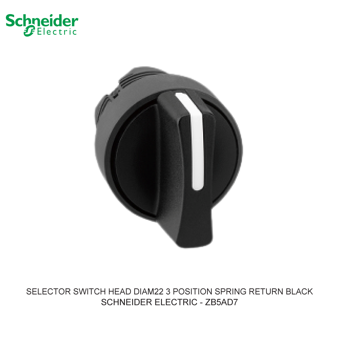 SELECTOR SWITCH HEAD DIAM22 3 POSITION SPRING RETURN BLACK
