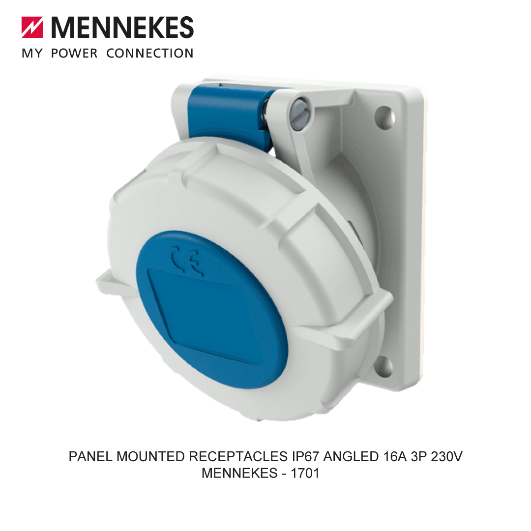 PANEL MOUNTED RECEPTACLES IP67 ANGLED 16A 3P 230V